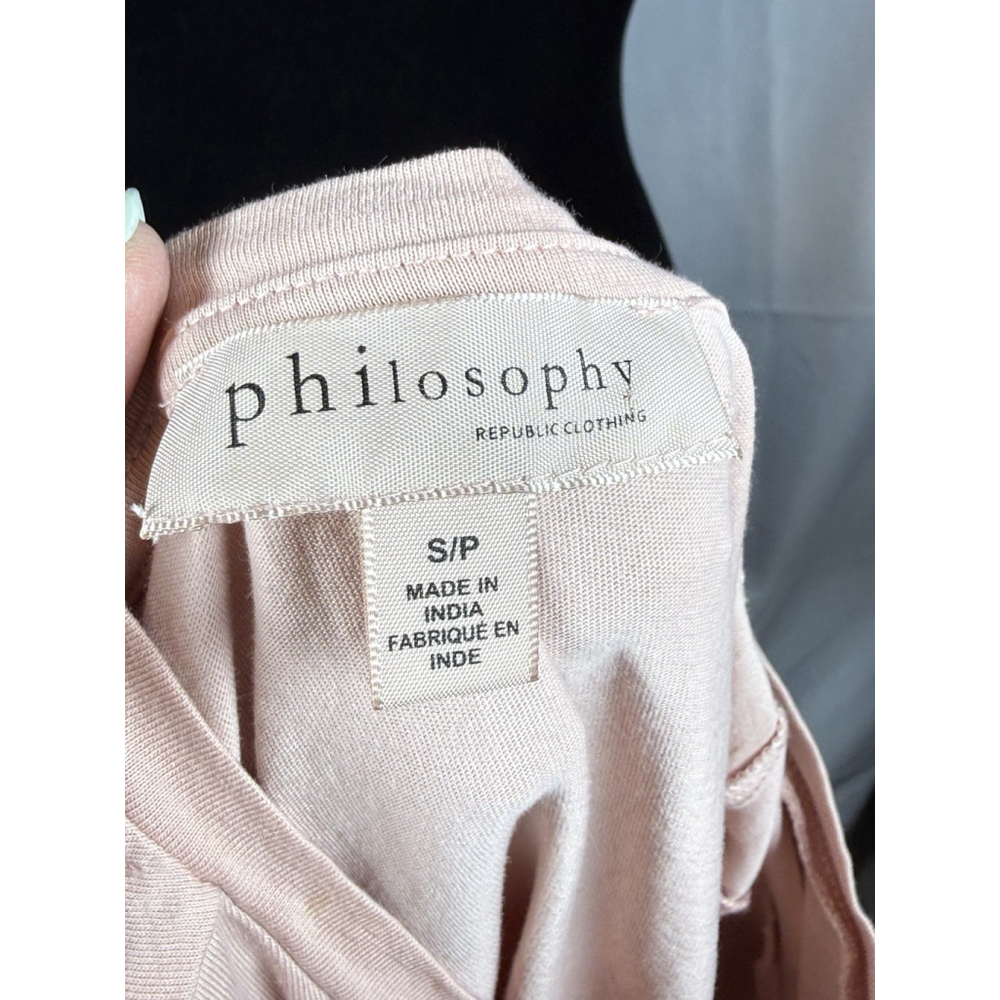 Philosophy Pink Ruffle Pocket Top Women Size Small - Picture 6 of 6